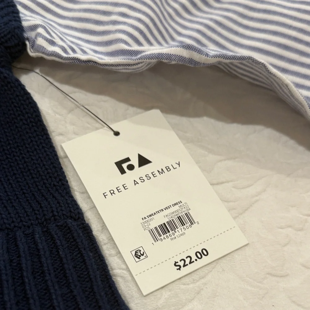Free Assembly Navy and White Striped Kids Dress - Picture 3 of 5